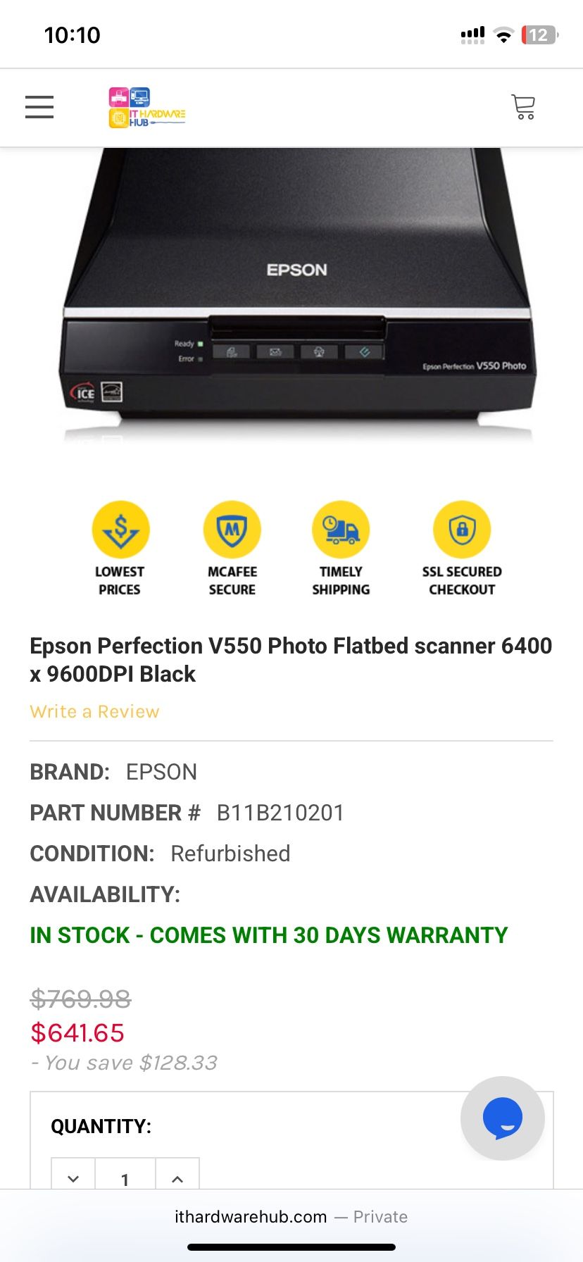 Epson Perfection V600 Photo Scanner 50% Off!