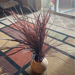Artificial Reed Plant w clay Pot 26”tall Pot Is 23” Around. 