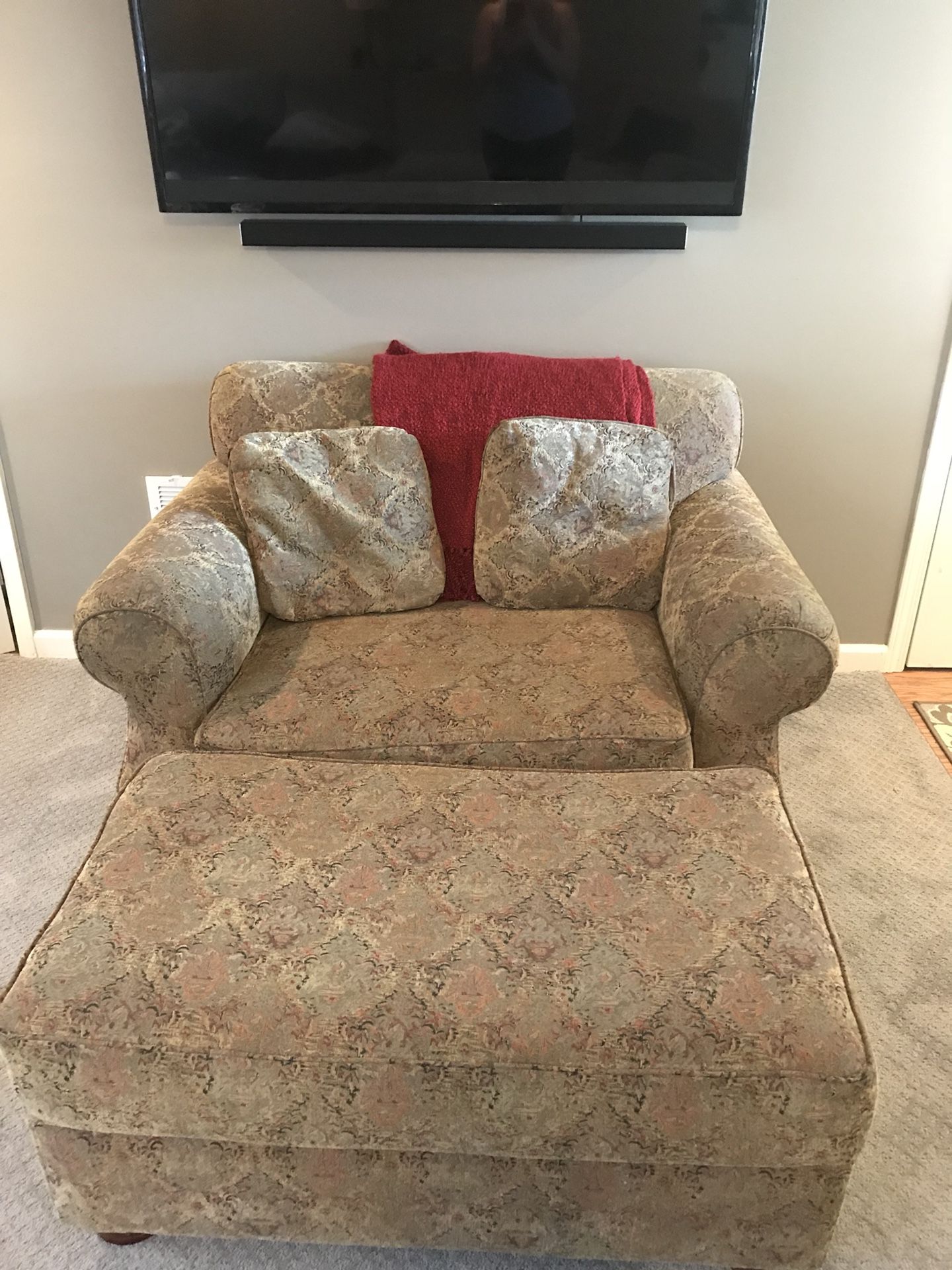 Chair and a half with ottoman