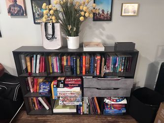 Modern Black BookShelf with 2 Storage Drawers