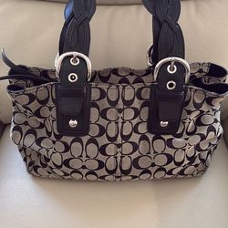 Black and gray y2k braided coach purse