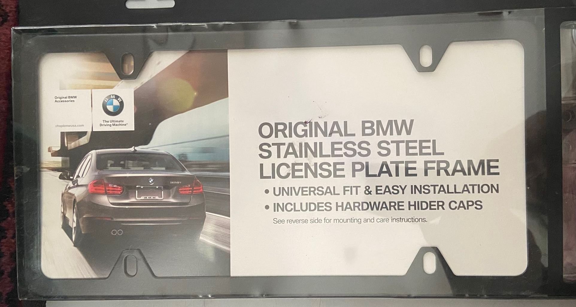 ORIGINAL BMW STAINLESS STEEL LICENSE PLATE FRAMENEW/