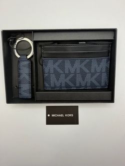 Michael Kors Credit Card Wallet + Key Fob 86F2SGFD1B $98 - New Admrl/PlBlue