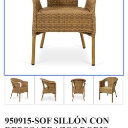 Bambu Blau 950915-SOF SILLÓN CON REPOSABRAZOS DORIS ALUMINIO Y TEJIDO SINTÉTICO ACABADO RATÁN