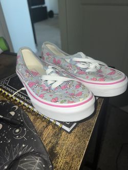 Girls Vans Grey With Pink And Purple Dragons