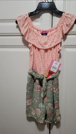 Girls 10/12 Floral Jumper Shorts Outfit (NEW)