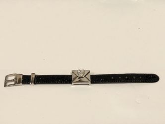 Leather & silver envelope bracelet heart - Valentine’s Day