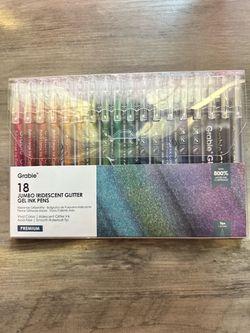 New With Tags Grabie 18 Jumbo Iridescent Glitter Gel Ink Pens Premium Sold individual or in Bulk