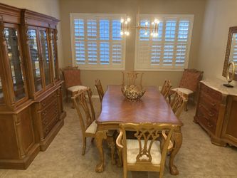 Real wood dining set with China cabinet