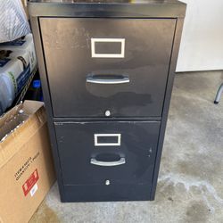 Black 2 Drawer Filing Cabinet, Used but Good Condition