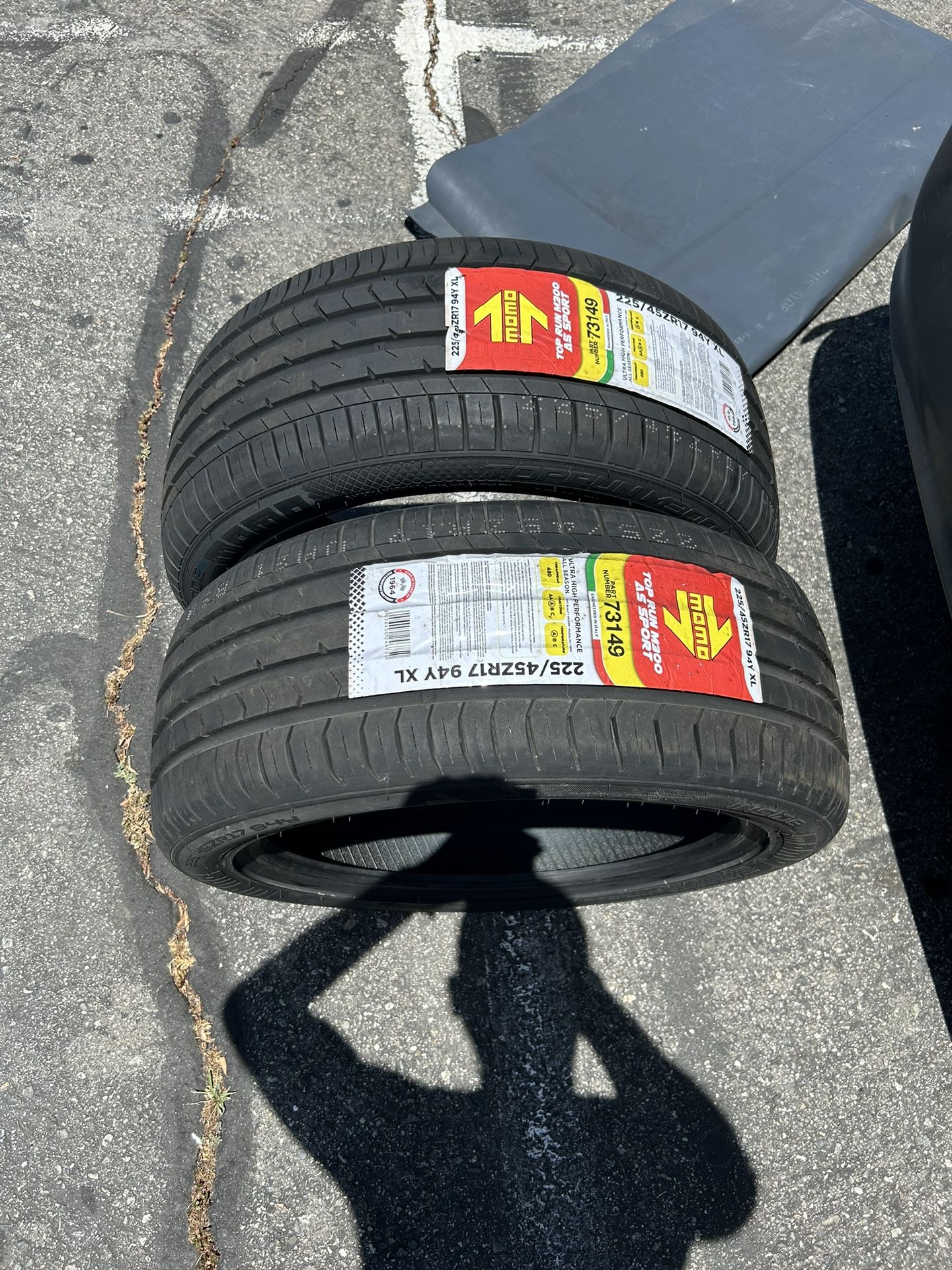Two New Tires MOMO TOP RUN 225/45zr17 Price Negotiable In Person