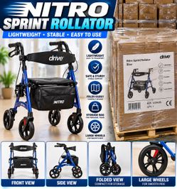 Drive Nitro Sprint Rollator Walker Blue