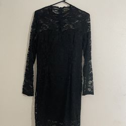 Stanzin Black Long Sleeve Lace Dress