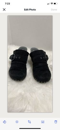 Dansko Nadine Clog Heel Black Suede Women size 37 / 6.5-7