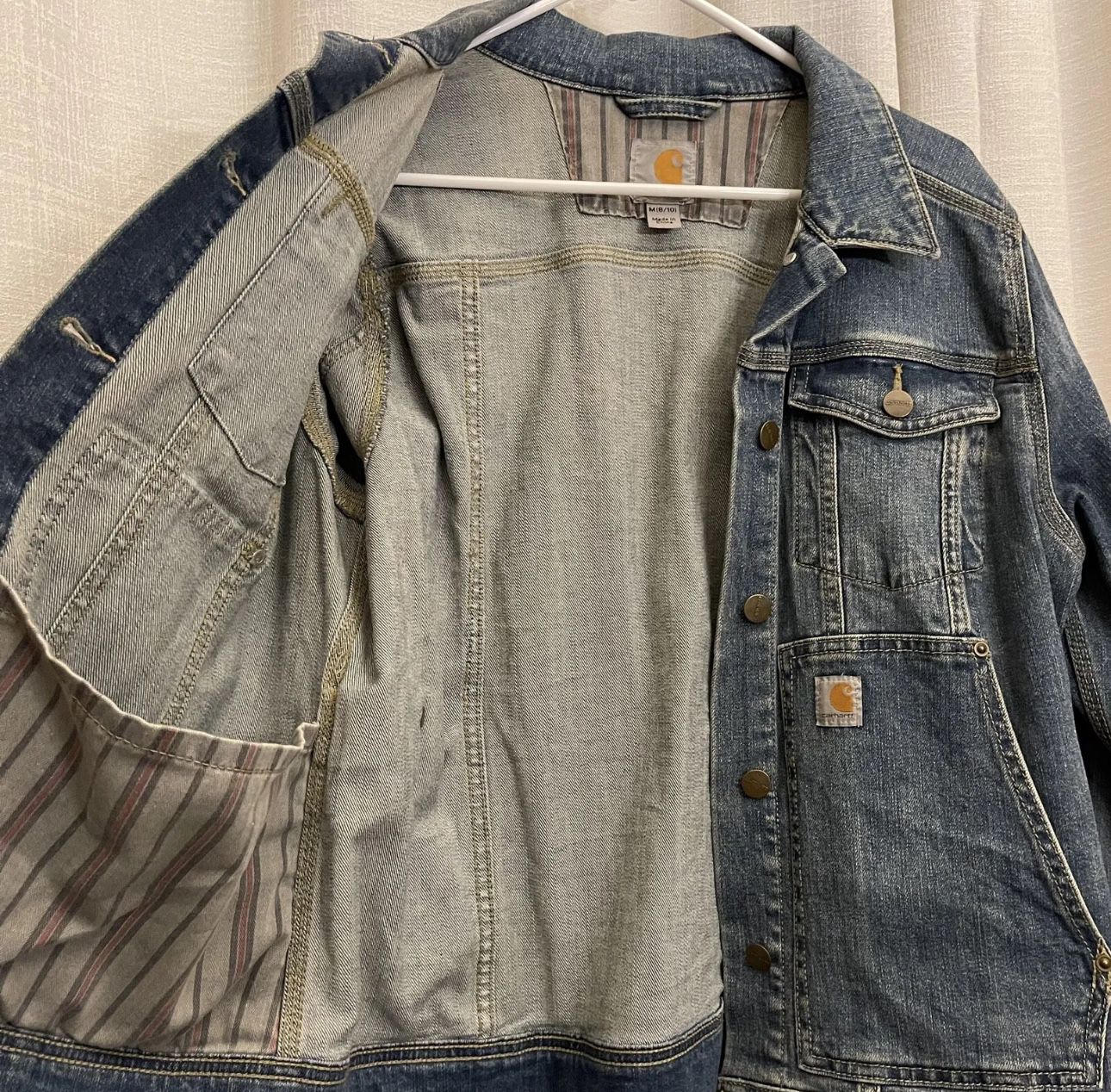 Vintage Carhartt Womens Denim Jacket Distressed M 8/10