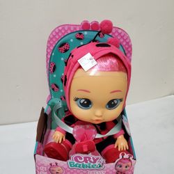 Cry Babies Dressy Lady Interactive Baby Doll Pink Hair LAdy Bug Themed Hoodie
