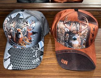 NEW Outdoor Hunter Whitetail Deer Snapback Hat Pair Adjustable Buck Graphics