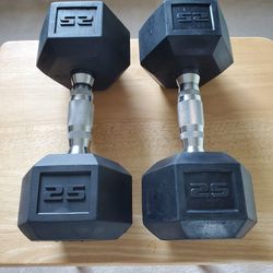 Two CAP 25lb Dumbbells Weights Like New