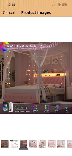 New and the box, queen size bed frame with storage, shoulders, and LED lights
