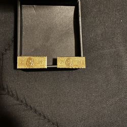 10k Gold 100dollar Bill Earrings 