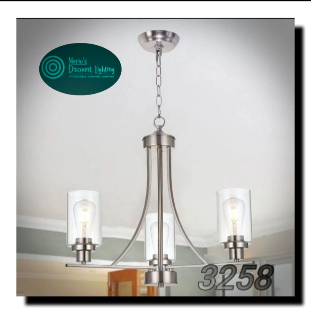 BONLICHT Contemporary Chandelier 3 Light Brushed Nickel Modern Lighting Fixtures