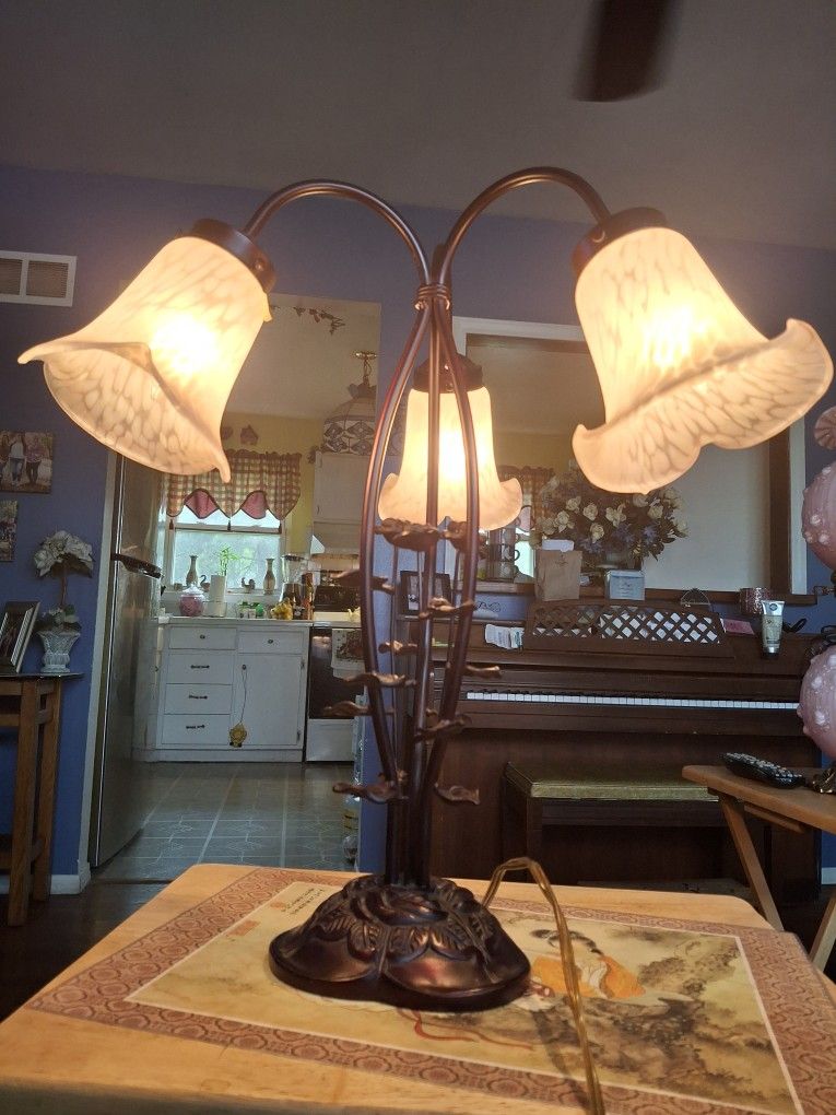 Super Neat Looking Vintage Metal Lamp Works Great Good Condition Looks Kinda PURPLE