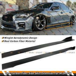 2014-2024 Infiniti Q50 Carbon Fiber Access Style Side Skirt Extension Splitter