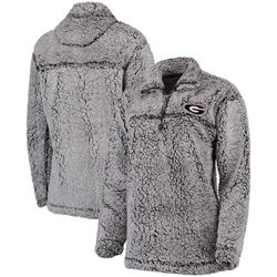 Women's Gray Georgia Bulldogs Sherpa Super Soft Quarter-Zip Pullover Jacket Sz L