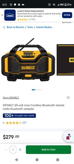 New DEWALT 20-volt max Cordless Bluetooth Jobsite radio bluetooth adapter