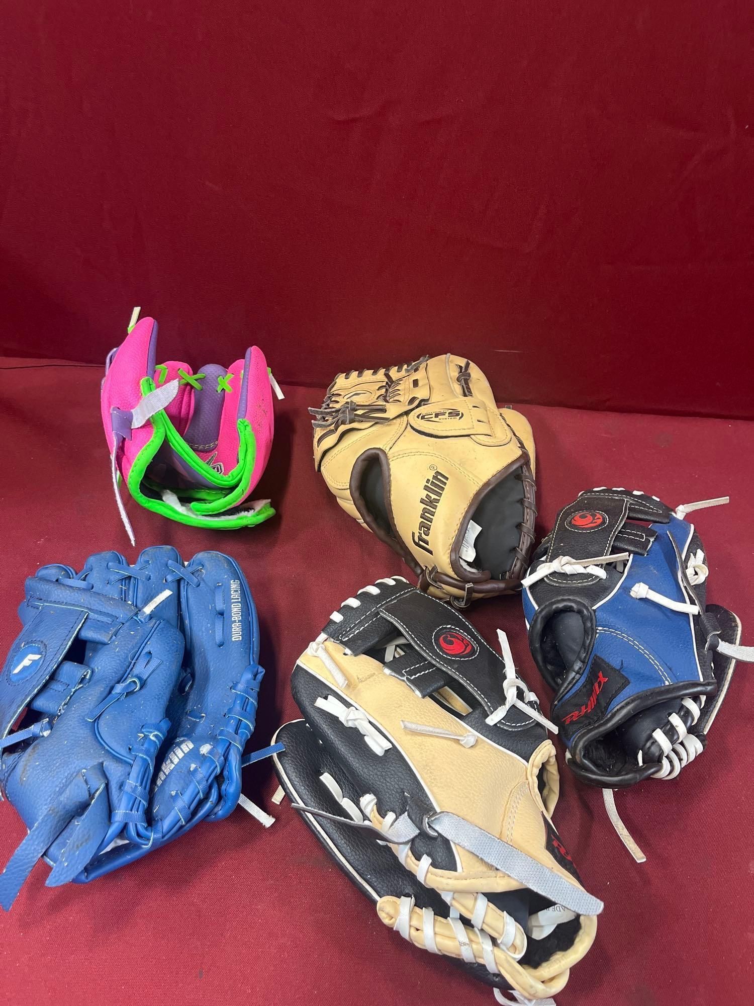 3) Franklin 2) Phinix baseball gloves