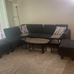 Moving Sale! Full L-Shaped Sofa Set w/ TV Stand  Excellent Condition