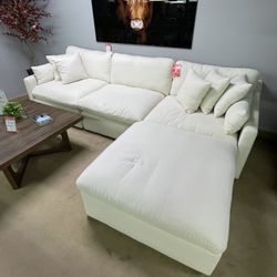 Pluma Ivory Fabric Modular Sectional / 4pc /Feather Blend