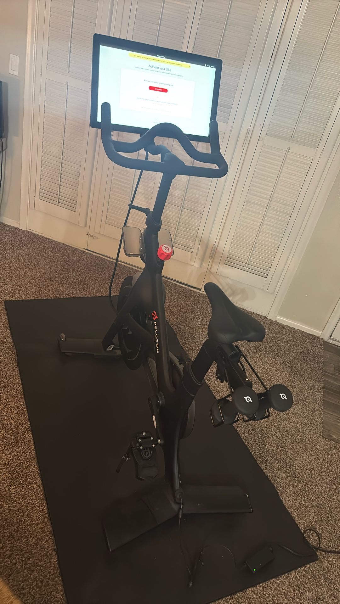 Peloton Bike, 2 Weights & Mat