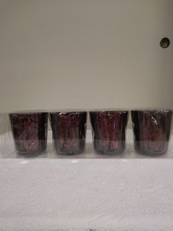 Set of 4 dark purple Tea light candle holders