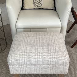 20” Kirklands Upholstered Stool Ottoman with Wood Legs