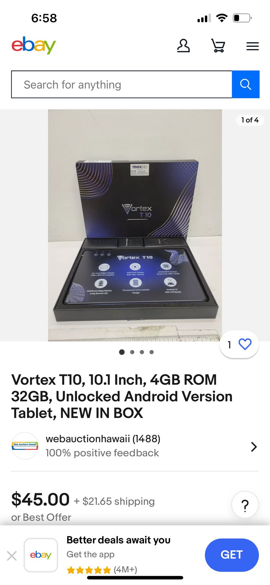 Tablet Vortex T10, 10.1 Inch, 4GB ROM 32GB, Android Version Tablet, NEW IN BOX