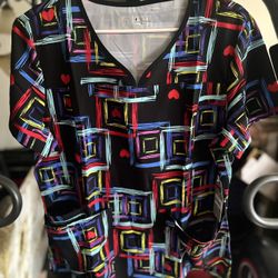 Digital Print Stretch Scrubs Top Pandamed Curved Notch Neck Women Top  Style 9 Medical Scrub Nurse Clothing 