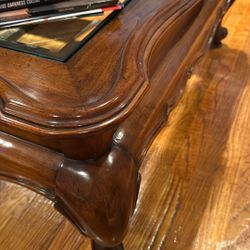 Glass Table Solid Wood In Great Shape 