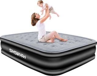 Queen Air Mattress with Built-in Pump 18" Elevated Inflatable Blow Up Bed Gray