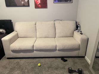 3-Seat Cream Fabric Sofa