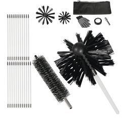 30 Feet Dryer Vent Cleaning Brush Kit, Multi-Purpose lint Cleaning Brush with 4" and 6" Brush Head, Professional Lint Cleaning Accessories for Chimney