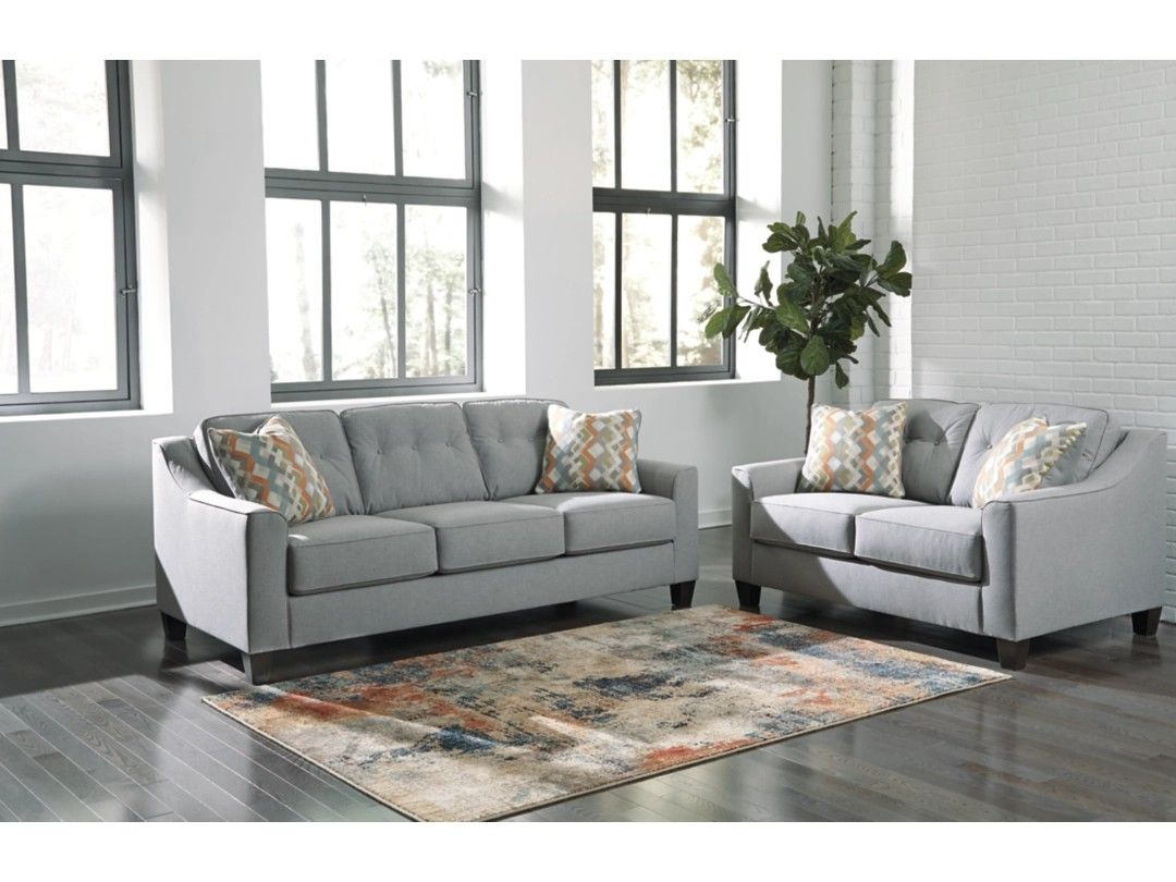 Jennifer Convertible Leeshan Sofa and Loveseat Retail $1049