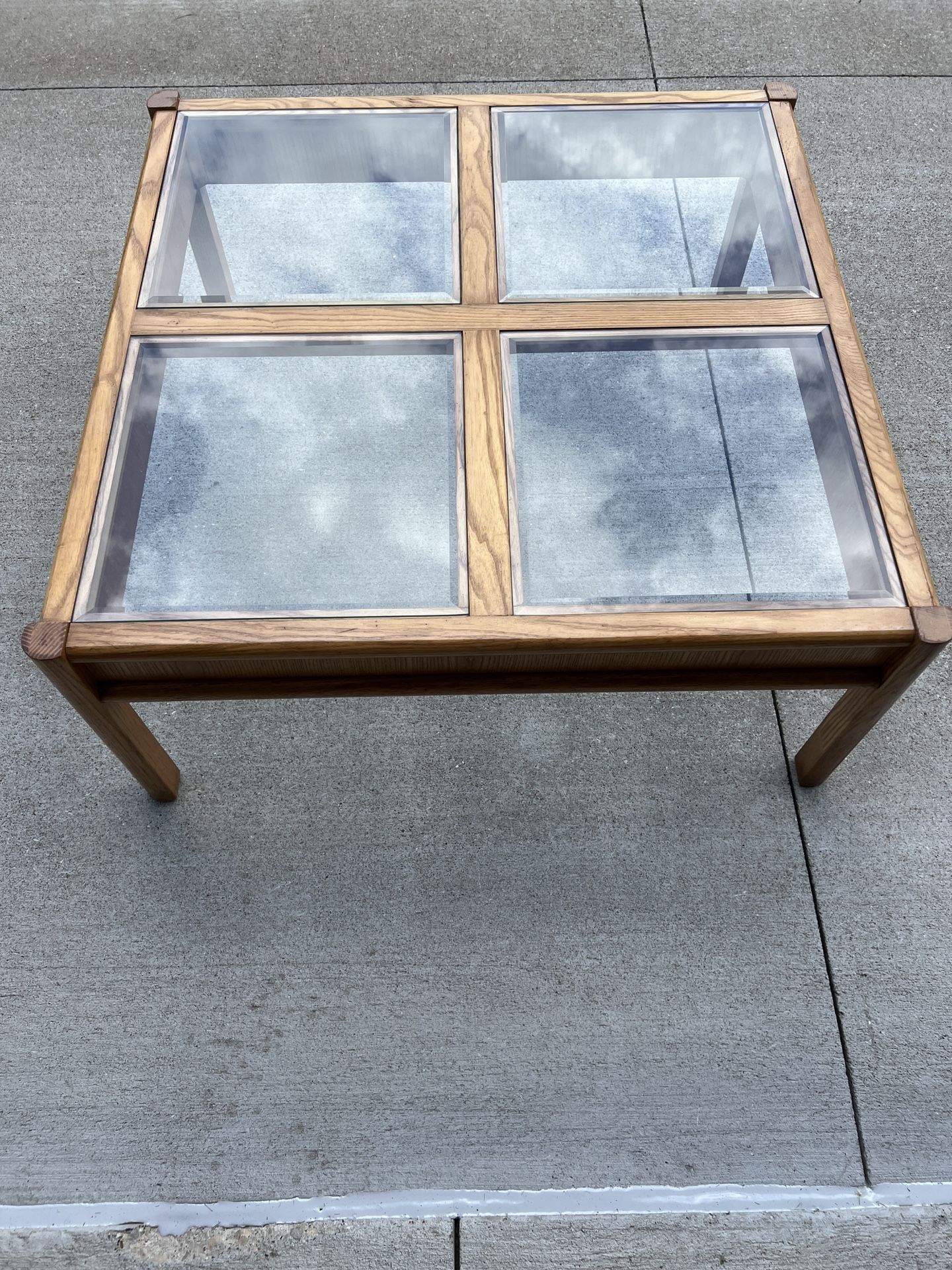 Solid Wood & Bevel Glass Coffee Table