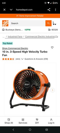 Commercial Electric 10 in. 3-Speed Turbo Fan
