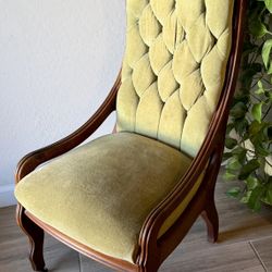 Antique Victorian Ladies Upholstered Chair Green Velvet