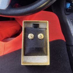10k circle gold nugget earrings 