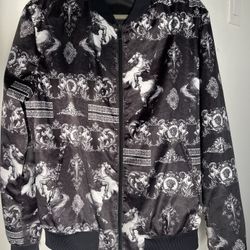 Zara Black & White Bomber Jacket Size Large