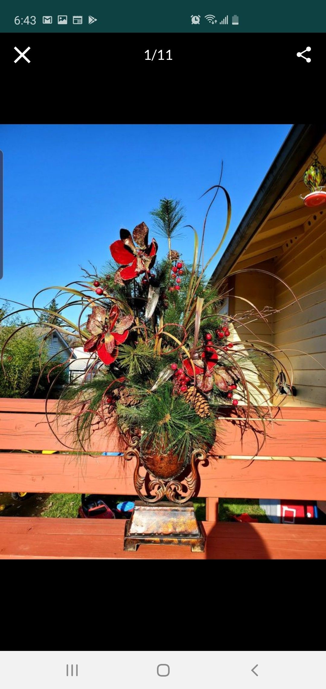 Christmas Vase Flower Bouquet Decoration