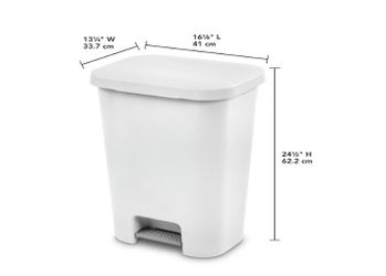 White Step-Lid Trash Can