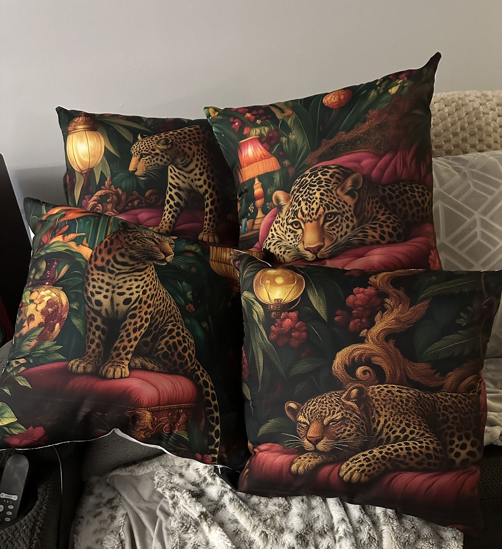 New - 4 Lepeord Throw Pillows